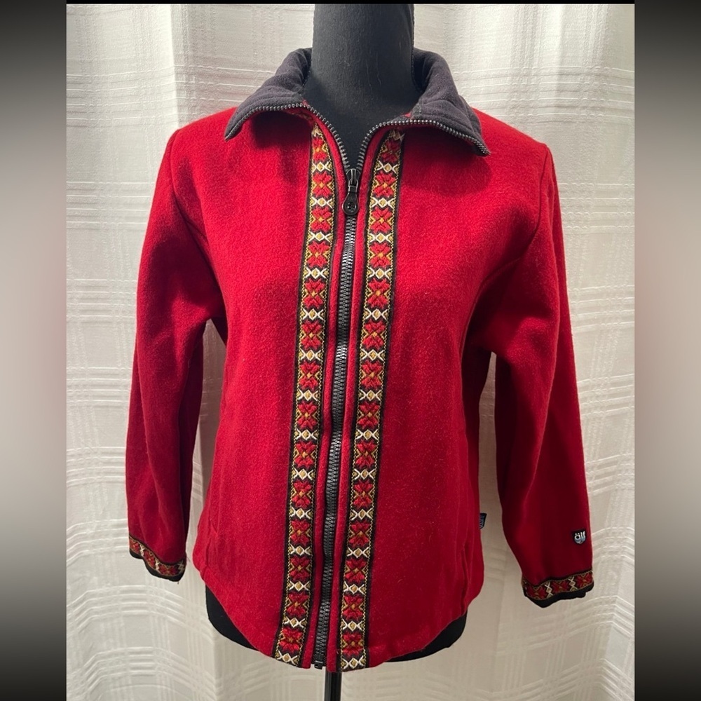Alf KUHL red wool jacket zip up